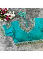 Pure Silk Sky Blue Party Wear Hand Work Readymade Blouse